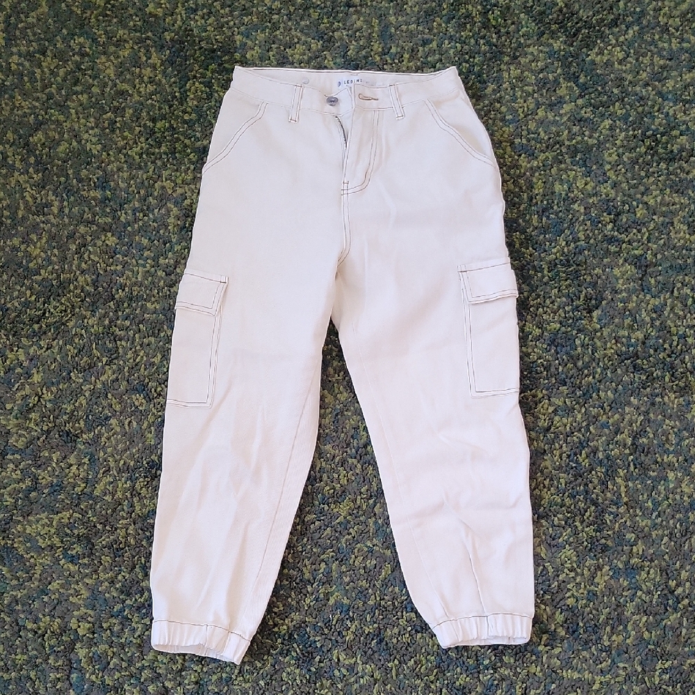 White High Rise Cargo Pants